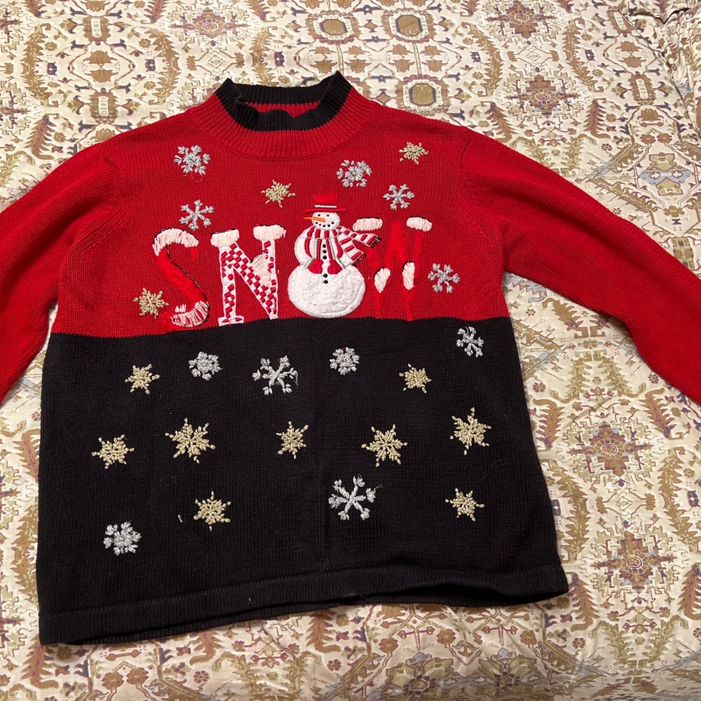 Basic Editions Red and Black Holiday Sweater
